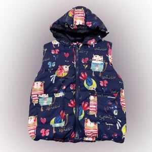 Mud Kingdom Colorful Animal Print Hooded Puffer Vest Sz Kids 4-5